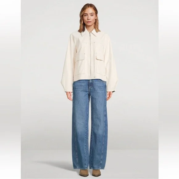 FREE PEOPLE WE THE FREE Blair Vegan Suede Jacket In Sea salt - Picture 1 of 15